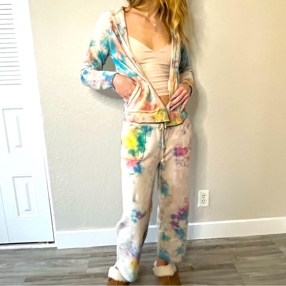 Rainbow tie dye tracksuit hoodie set